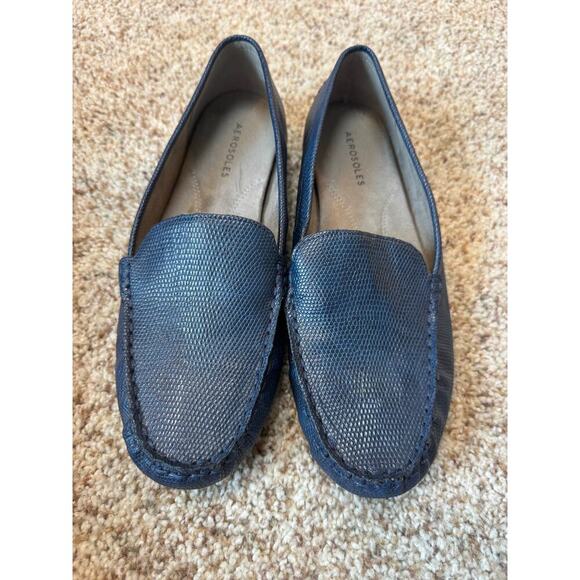 AEROSOLES Over Drive 9; Navy Blue synthetic Leather Loafers/shoes, driving mocs - Picture 10 of 10